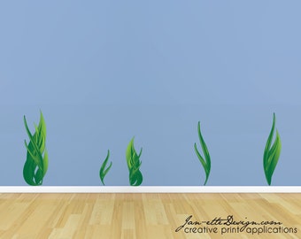 Seaweed Wall Decals,Ocean Floor Wall Stickers, Removable and Repositionable Fabric Wall Decals