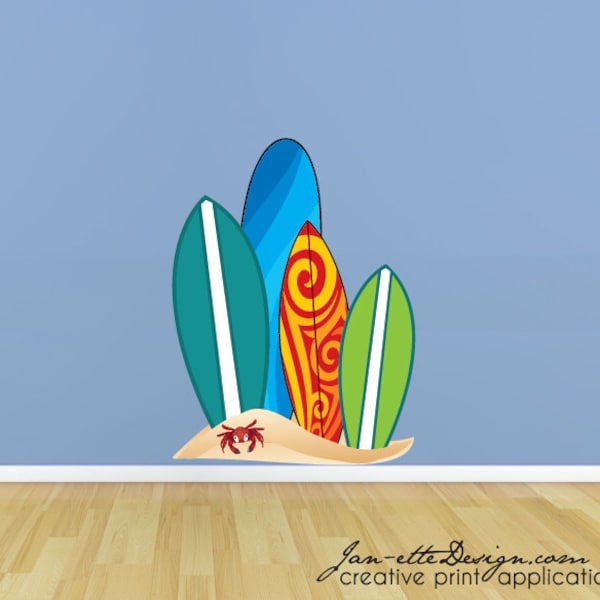 Surfboard Wall Decal, Beach Surfboards Fabric Wall Decal, Beach Wall Art, Surfboard Wall Sticker