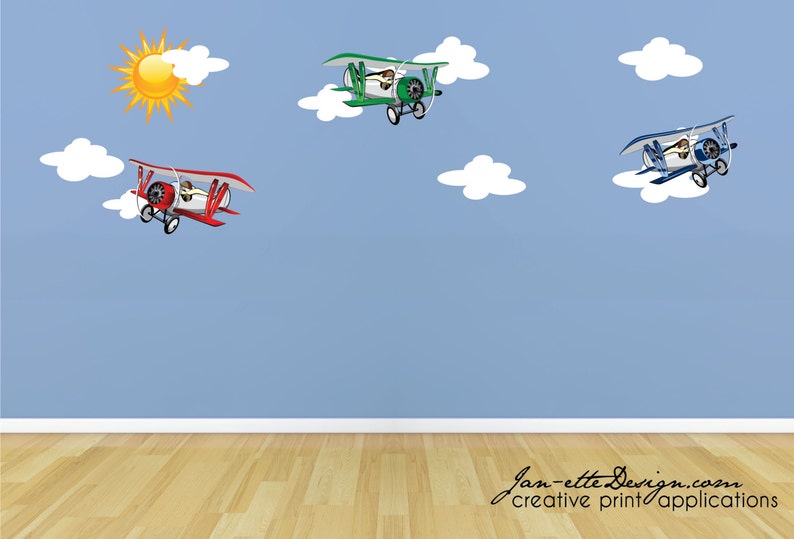 Plane Stickers Airplane Wall Art Aviation theme Kids Wall Decals,Airplane Fabric Wall Decals