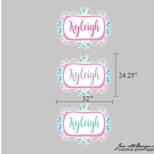 Girls Name Wall Decal,Pink Personalized Name Wall Sticker for Girls Bedroom image 2