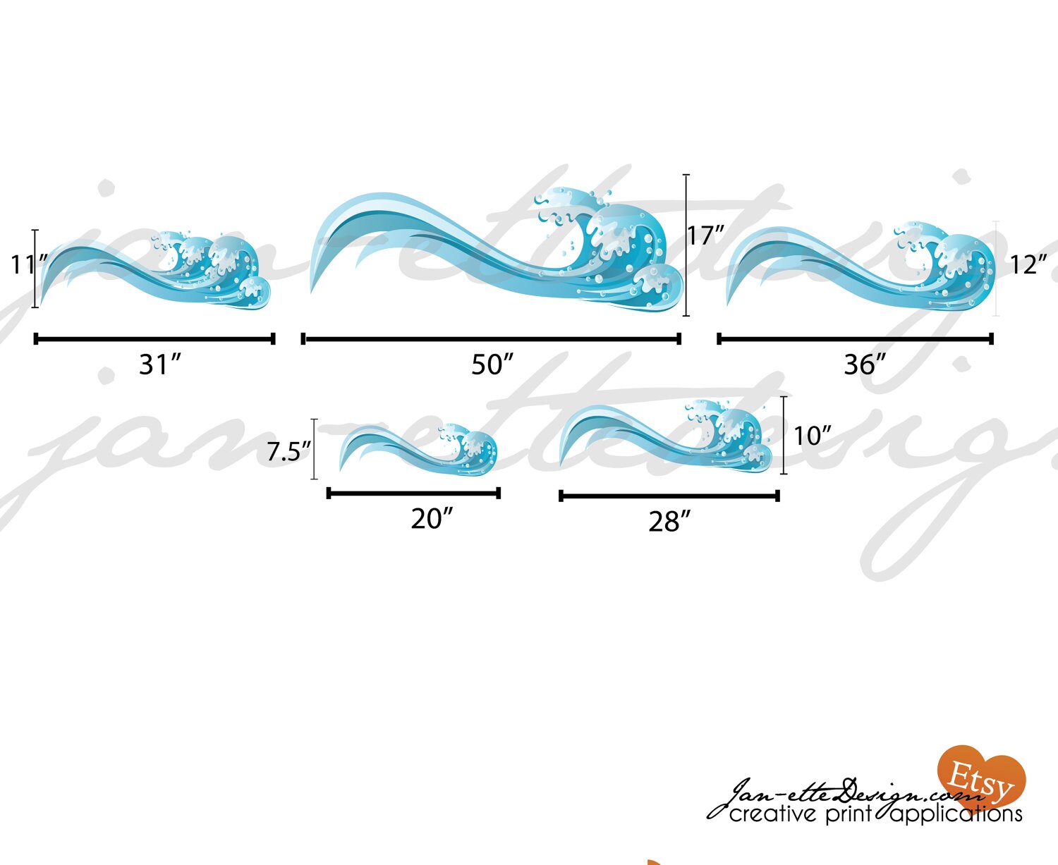 Ocean Waves Fabric Wall Decal SetRemovable and Repositionable | Etsy