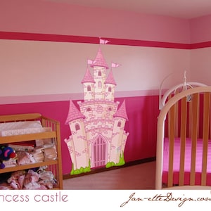 Pink Princess Castle Fabric Wall Decal, Castle Wall Decal, Castle Wall Sticker image 1