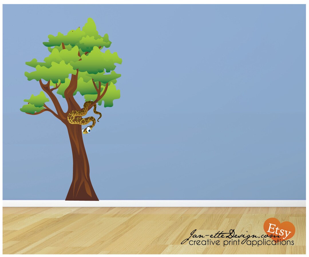 Jungle Wall Decal,snake in the Tree Fabric Wall Decal,removable and