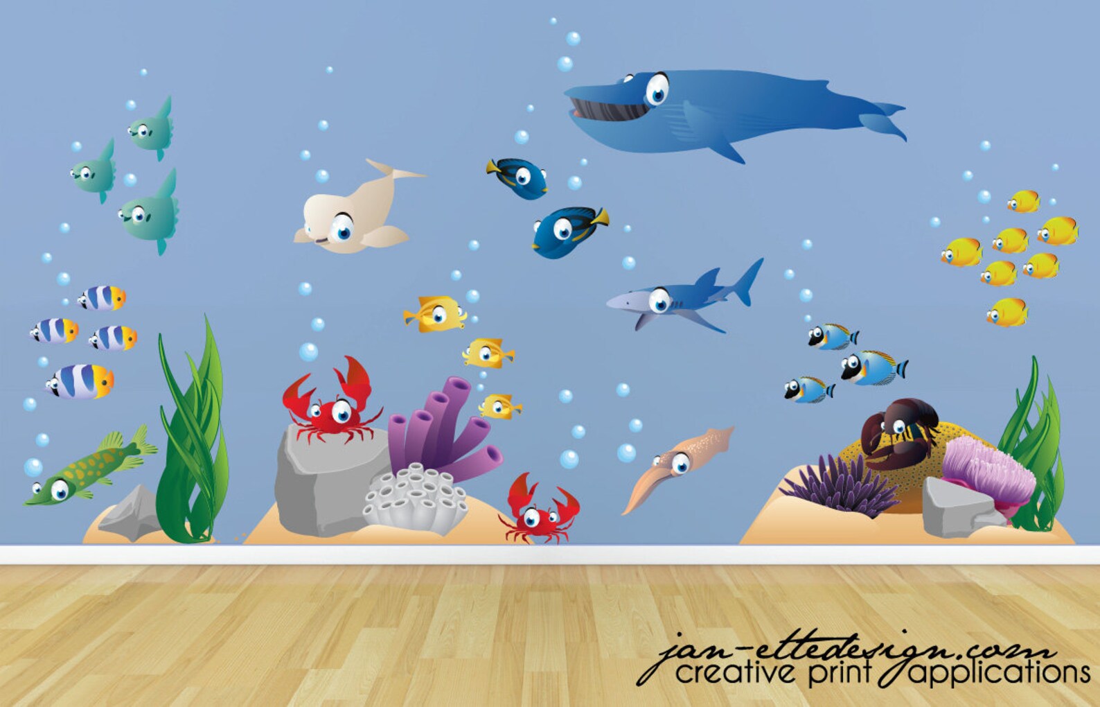Ocean Wall Decalkids Sea Wall Stickers Setlarge Ocean Wall Etsy