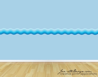 Ocean Wave Wall Decal Border,Removable Fabric Wall Sticker, Beach and Ocean Theme