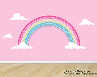 Rainbow Wall Decal, Pink Rainbow Fabric Wall Sticker,Girls Pink Rainbow Wall Decor