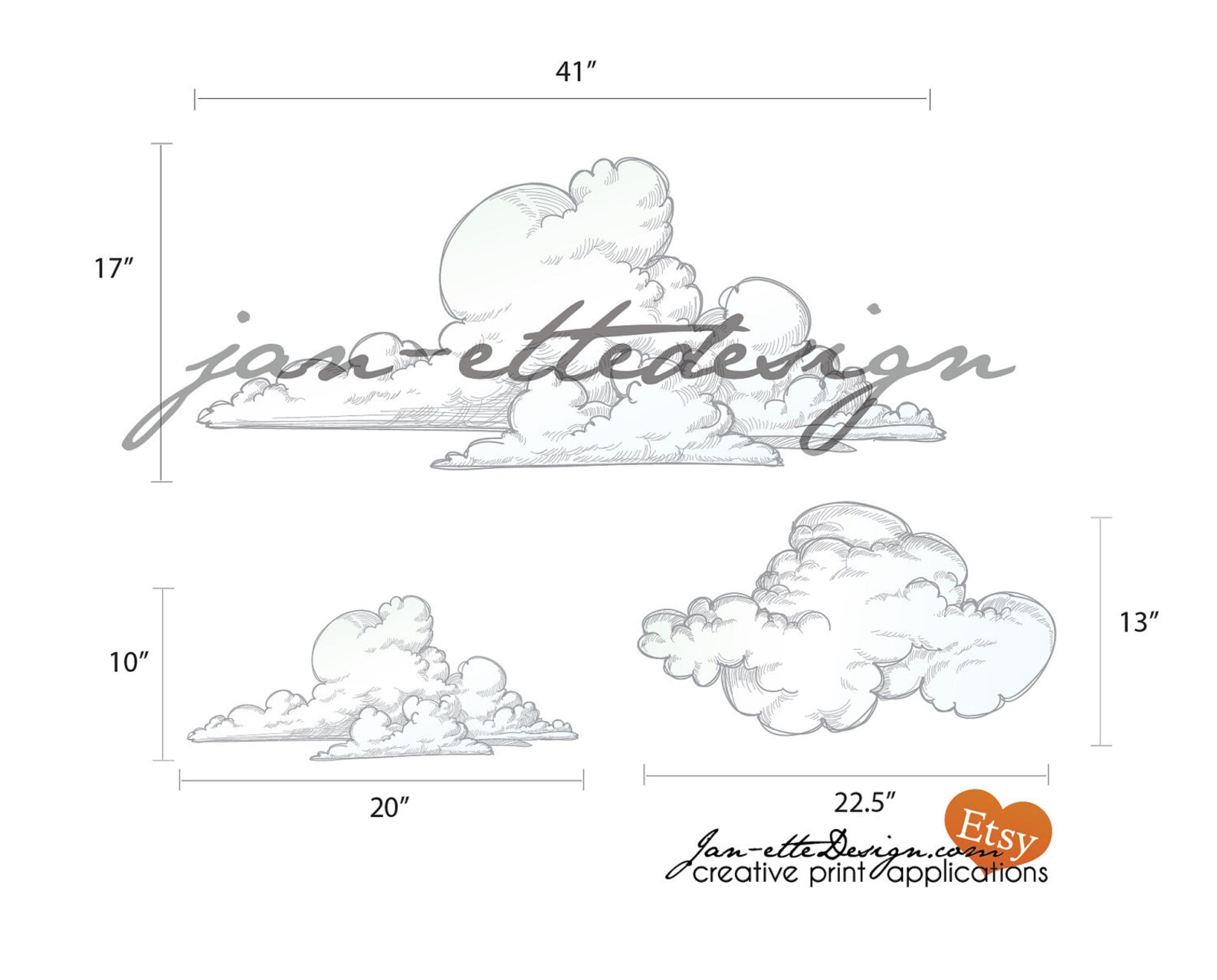 Nursery Wall Decals Sketch Style Nursery Clouds Fabric Wall Etsy