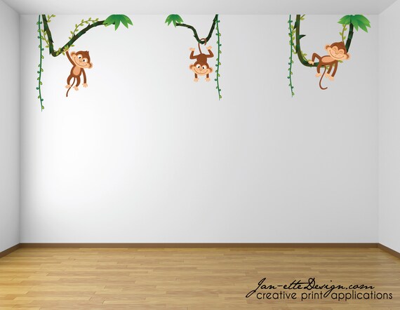 Affe Kinderzimmer Stoff Wandtattoo Niedlichen Kleinen Affen Etsy