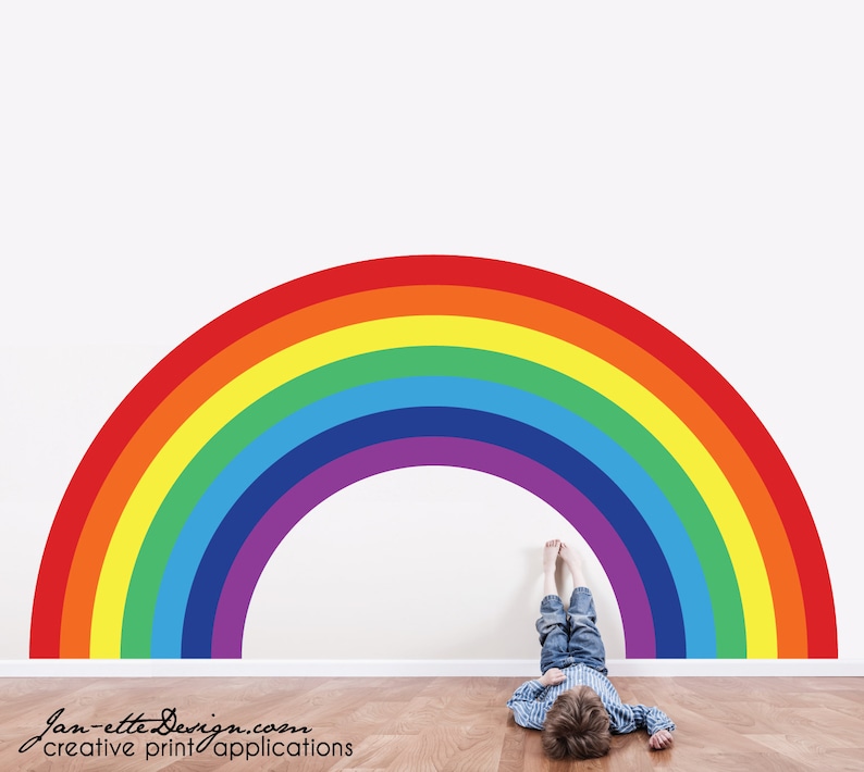 Large Rainbow Wall Decalrainbow Roompeel and Stick Rainbow Etsy UK