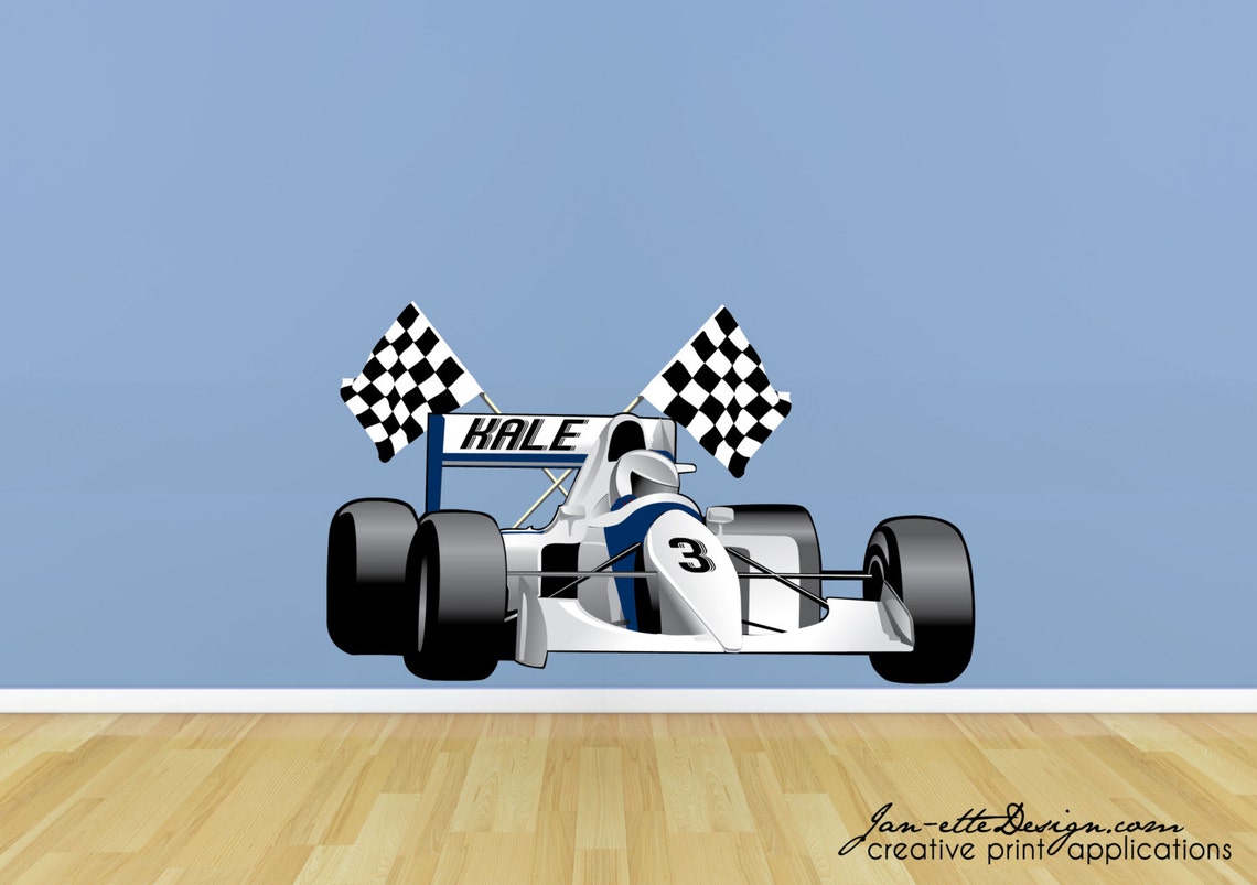 Race Car Wall Decal Race Car Wall Art Race Car Sticker Etsy