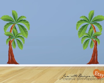 Kids Palm Tree Wall Decals, Large Removable and Reposotionable Fabric Wall Stickers