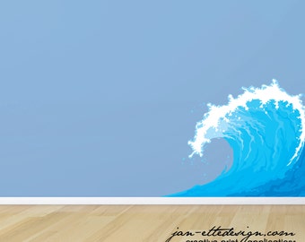 Large Ocean Wave Wall Decal,Removable Wave Wall Sticker