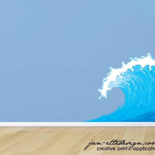 Large Ocean Wave Wall Decalremovable Wave Wall Sticker Etsy