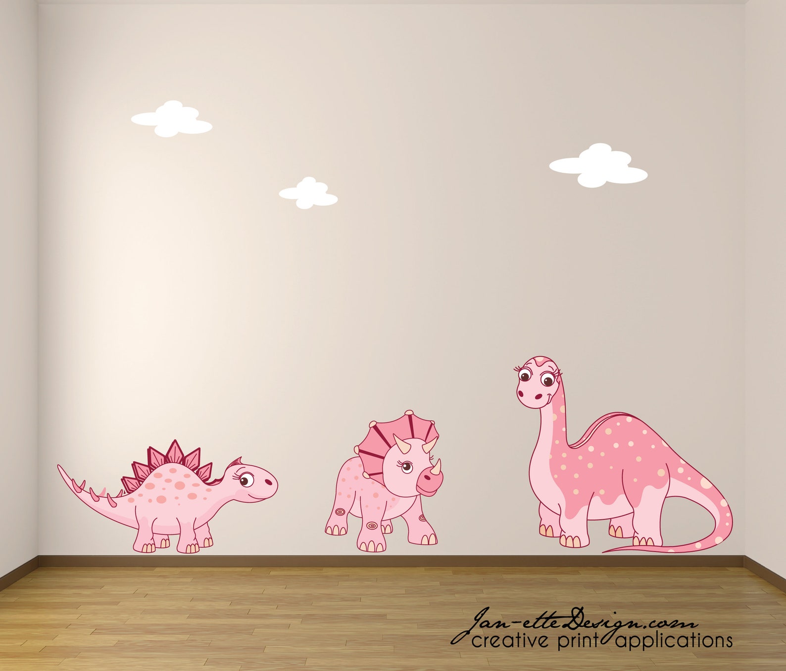 Girl Wall Decalspink Dinosaur Wall Stickersdinosaur Fabric Etsy