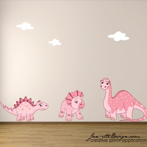 Girl Wall Decals,Pink Dinosaur Wall Stickers,Dinosaur Fabric Wall Decals