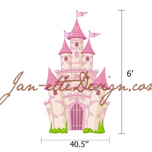 Pink Princess Castle Fabric Wall Decal, Castle Wall Decal, Castle Wall Sticker image 3