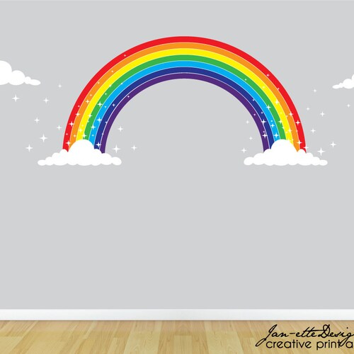 Large Sparkle Rainbow Wall Decal Rainbow Fabric Wall Etsy