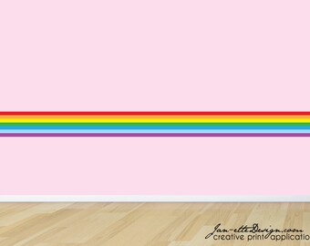 Rainbow Wall Border, Rainbow Wall Border Removable Fabric Wall Decal, Girls Wall Decor