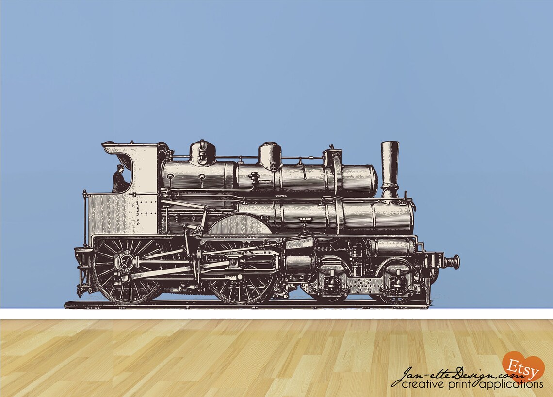 Train Wall Decal Vintage Train Fabric Wall Decal Train Art Etsy