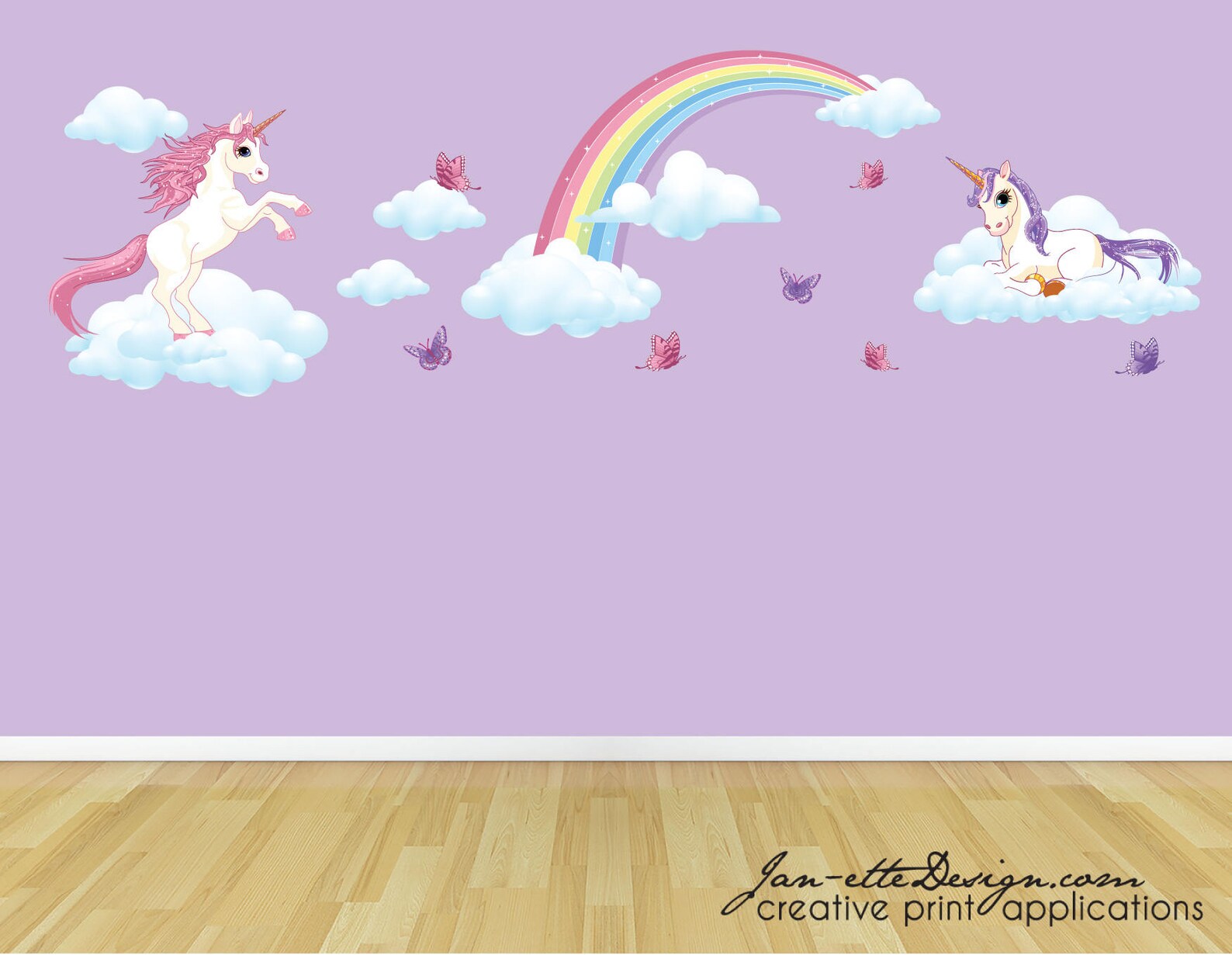 Girls Rainbow and Unicorn Wall Decal Setlarge Wall Stickers Etsy