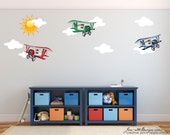 Kids Wall Decals,Airplane Fabric Wall Decals, Airplane Wall Art, Aviation theme, Plane Stickers