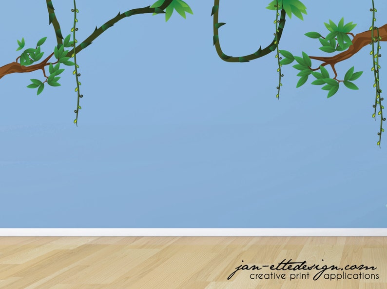 Large Jungle Wall Decals Trees And Vines Fabric Decal Set Theme Decor Free Us