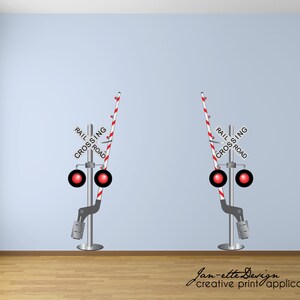 Railroad Crossing Sign Fabric Wall Decal 72" SET