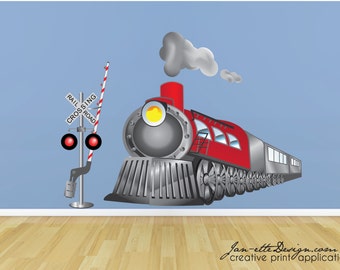 Kids Wall Decal, Train Fabric Wall Decal, Train Wall Art, Train Wall Stickers