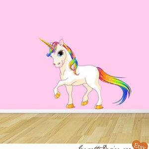 Princess Rainbow Unicorn Reusable Fabric Wall Decal