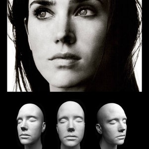 Life Cast Jennifer Connelly made to order 3/4 Life mask Lifemask White Plastic Face Prop Head Prosthetic Make-UpLife Size image 2