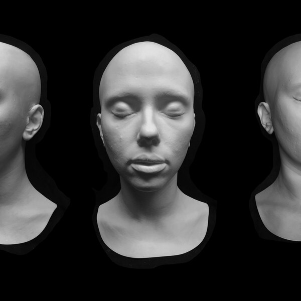 Life Mask Scarlett Johansson Lifecast life size plastic casting with metal hanger half head with ears