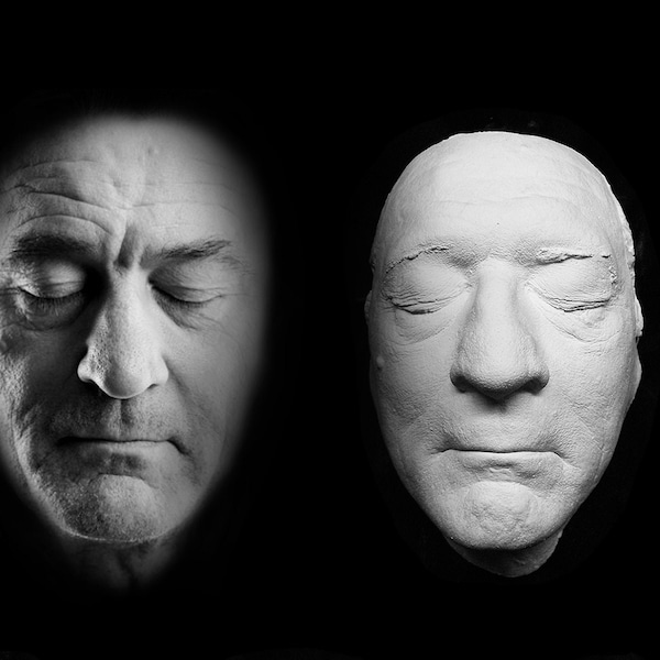 LIFE MASK White PLASTIC Resin Robert De Niro made to order Lifemask Lifecast casting Prop Face Prosthetic  Make upLife Size