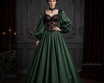 a knight's tale green dress Lady Knight Armor Fantasy Armor Gown Ballgown Fairytale Couture Gothic Wedding Handfasting Pageant Dress Prom Red Carpet Acotar Got SU25