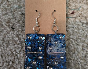 Azure Dragoon Themed Domino Earrings
