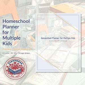 Homeschool Planner Multiple Kids | Multi-Child Planner PDF | Loop Schedule + Subject Tracker | Letter A4 A5 Instant Download