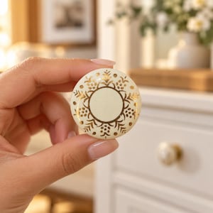 Ivory Floral Ceramic Cabinet Knob, Gold Botanical Drawer Knob, Decorative Dresser & Furniture Hardware