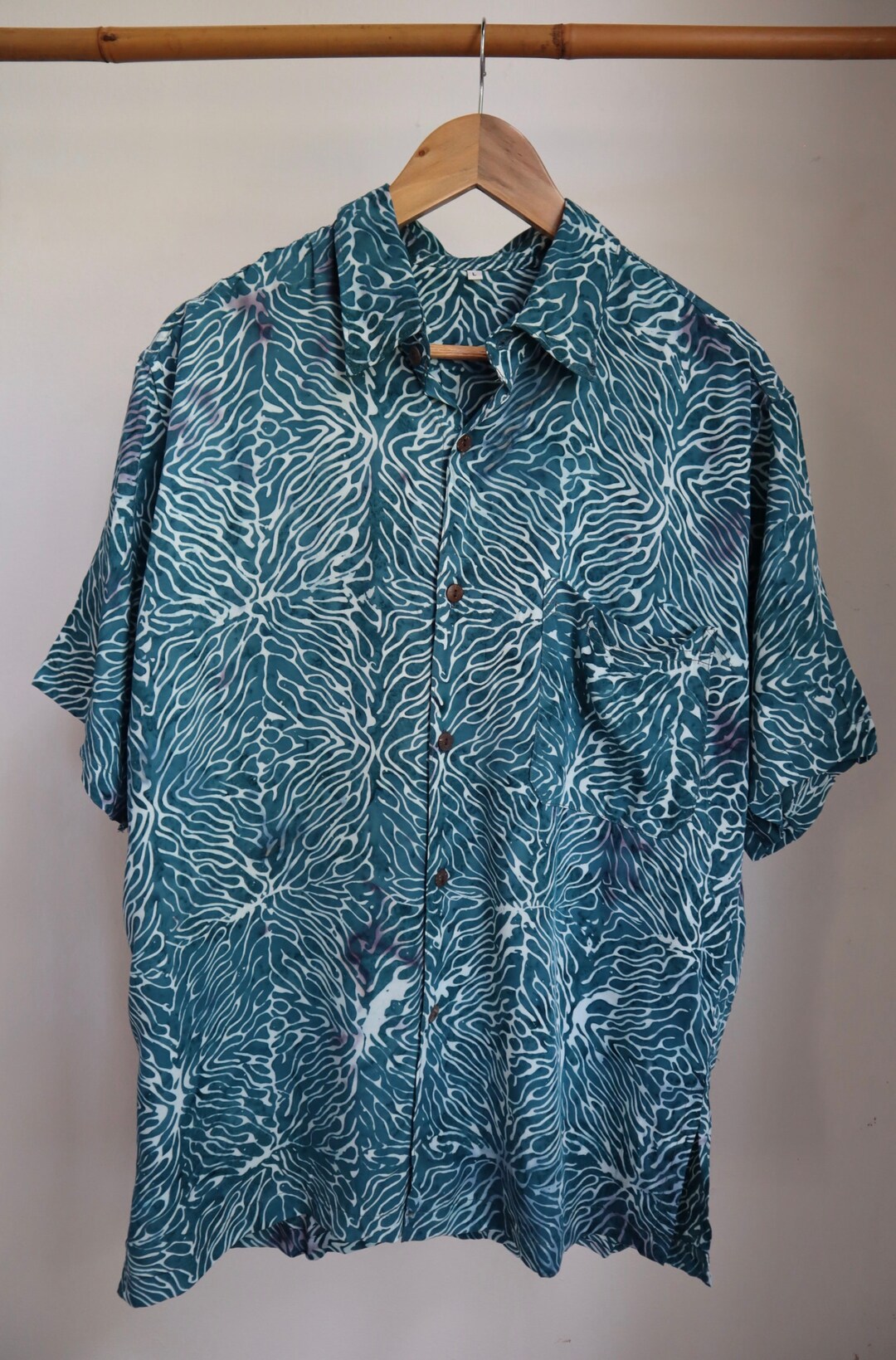 Men's Arecife Batik Button up Collar Shirt, Hawaiian, Tropical, Short ...