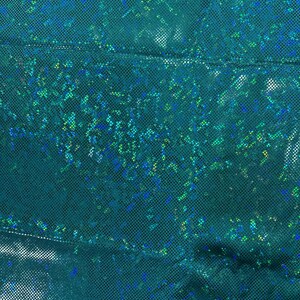 3/4 Yard Aqua Sea Blue Holographic Sparkle Nylon Spandex Swimwear Dance Fabric