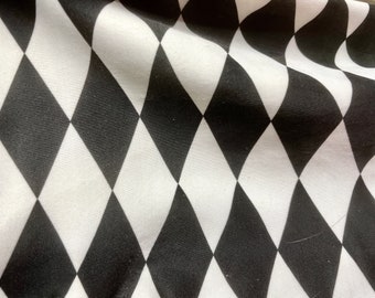 Black and White Harelquin Diamond Print Nylon Spandex Swimwear Dance Fabric