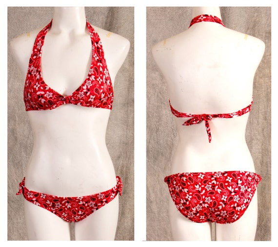 red bandana swimsuit