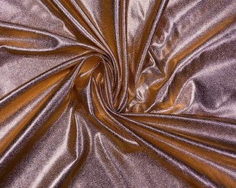 Copper Gold Foil Liquid Metal Metallic Sparkle Nylon Spandex Swimwear Dance Fabric