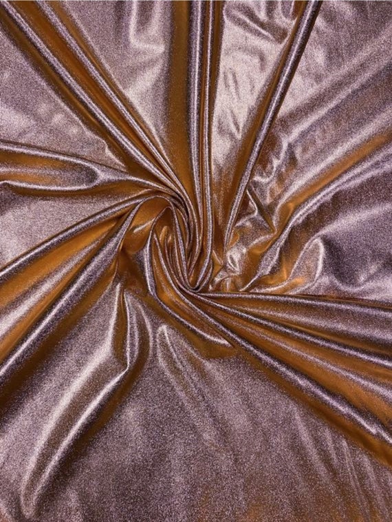 Copper Gold Foil Liquid Metal Metallic Sparkle Nylon Spandex Swimwear Dance  Fabric 