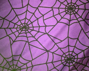Purple and Black Spiderweb Stretch Woven Cotton Spandex Poplin Fabric