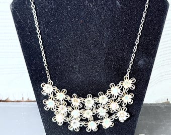 Vintage Bib Necklace Pastel Floral