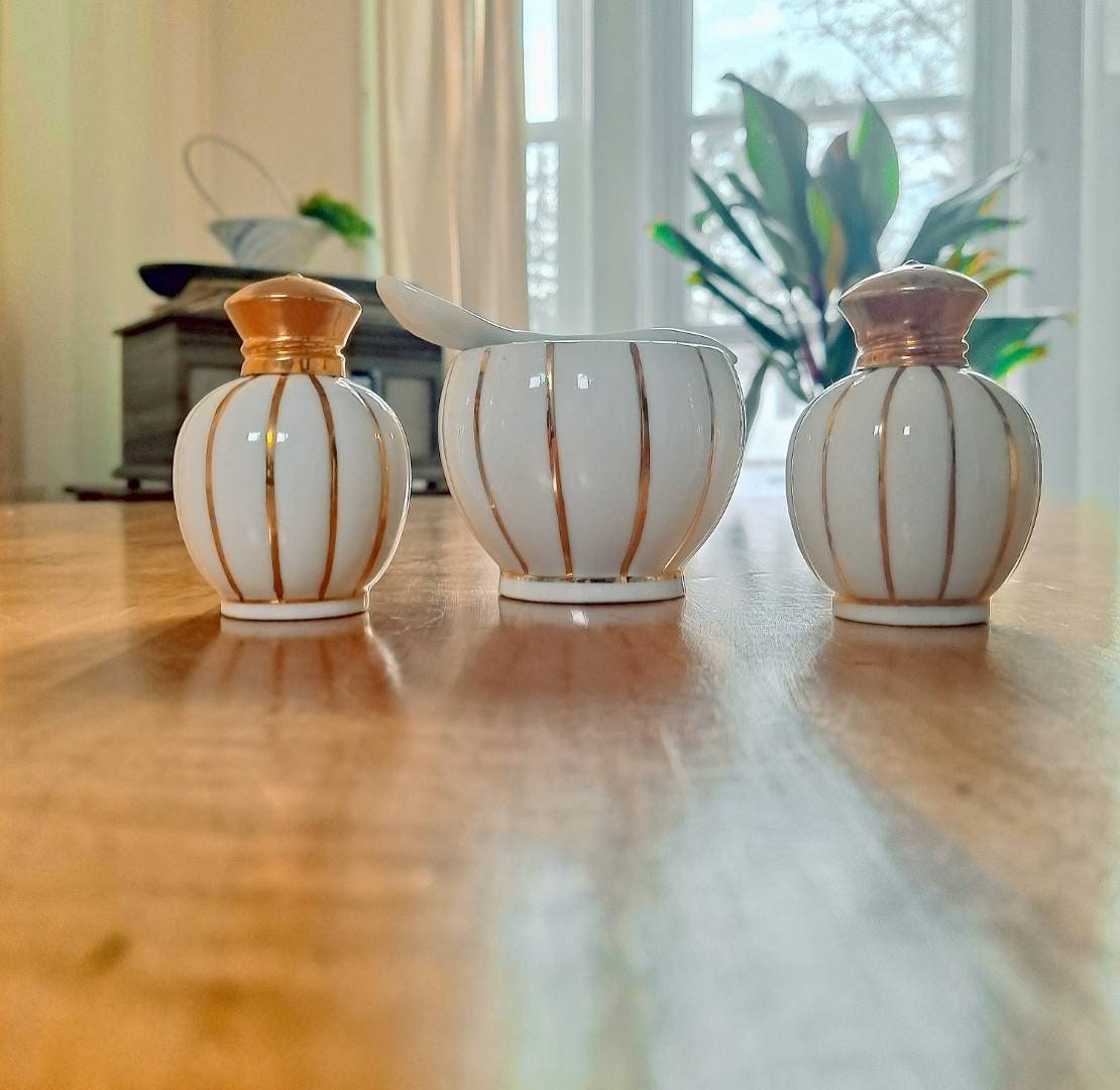 Vintage porcelain salt and pepper set Etsy