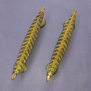 Flourish Leaf Craft Door Pull Set | Pure Brass Willow Leaves Door Handle Interior Hardware