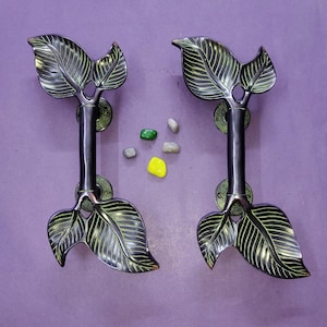 Twigs Leaf Design Front Door Handle | Pure Brass Nature Leaves Gate Puller Set Decor