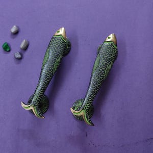Trout Fish Design Handle Pair | Pure Brass Door Grab Pull Set of 2 Pieces