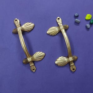 Sprig Dual Leaf Interior Door Pull | Pure Brass Flourish Door Handle Pair Office Decor