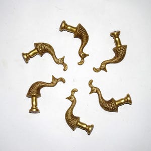 Peacock Head Drawer Knob Pulls | Pure Brass Cabinet Closet Hardware Set (06 Pieces)